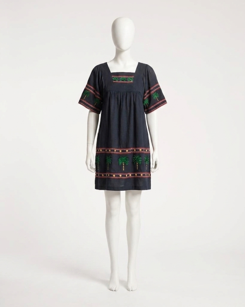 NEW FRANCES VALENTINE picnic mini palm tree dress in navy/multi